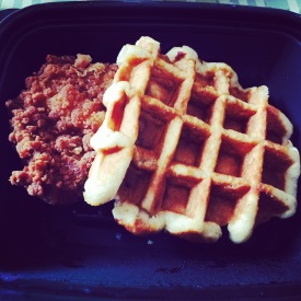 chicken and waffles from chick-fil-a, the real breakfast of champions. memphis, tennessee. september 2014.