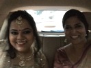 on the way to the wedding with the bride.